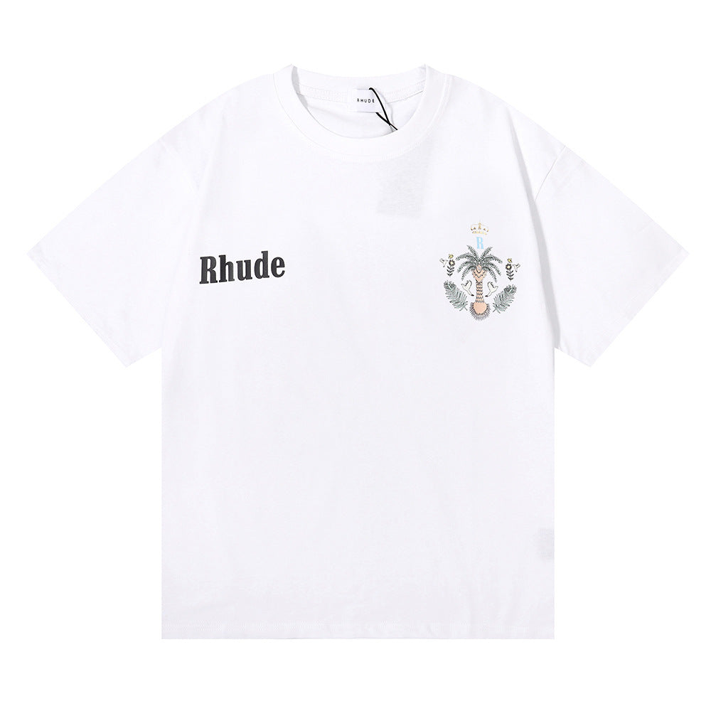 Rhude T Shirt Micro Standard Island Coconut Tree Print Short Sleeve T-Shirt