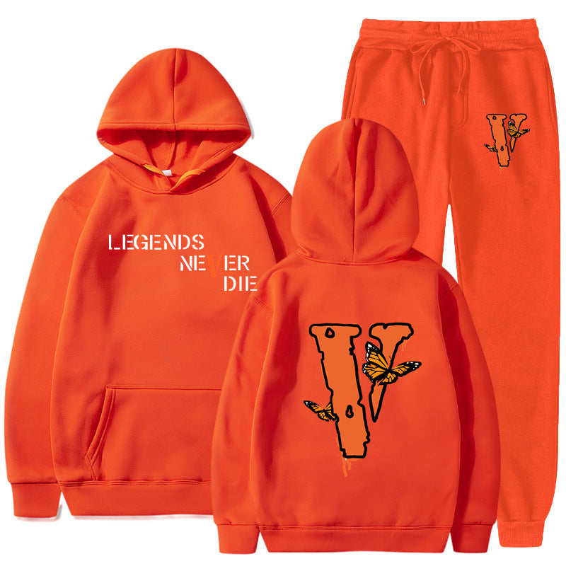 Vlone Hoodie & Pants 2 Piece Set Men'S Printed Hoodie Autumn Winter Sweater