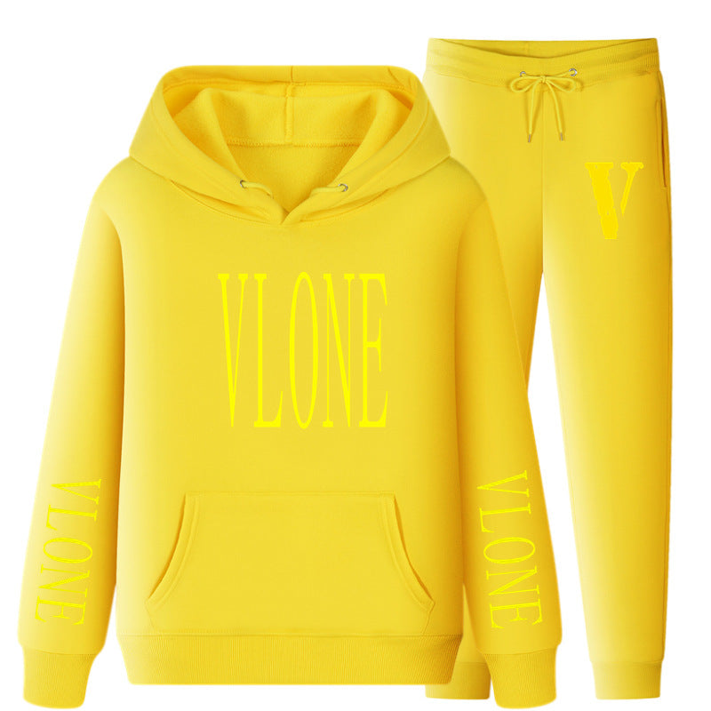 Vlone Hoodie & Pants 2 Piece Set Spring And Autumn Casual Sweater Loose Top