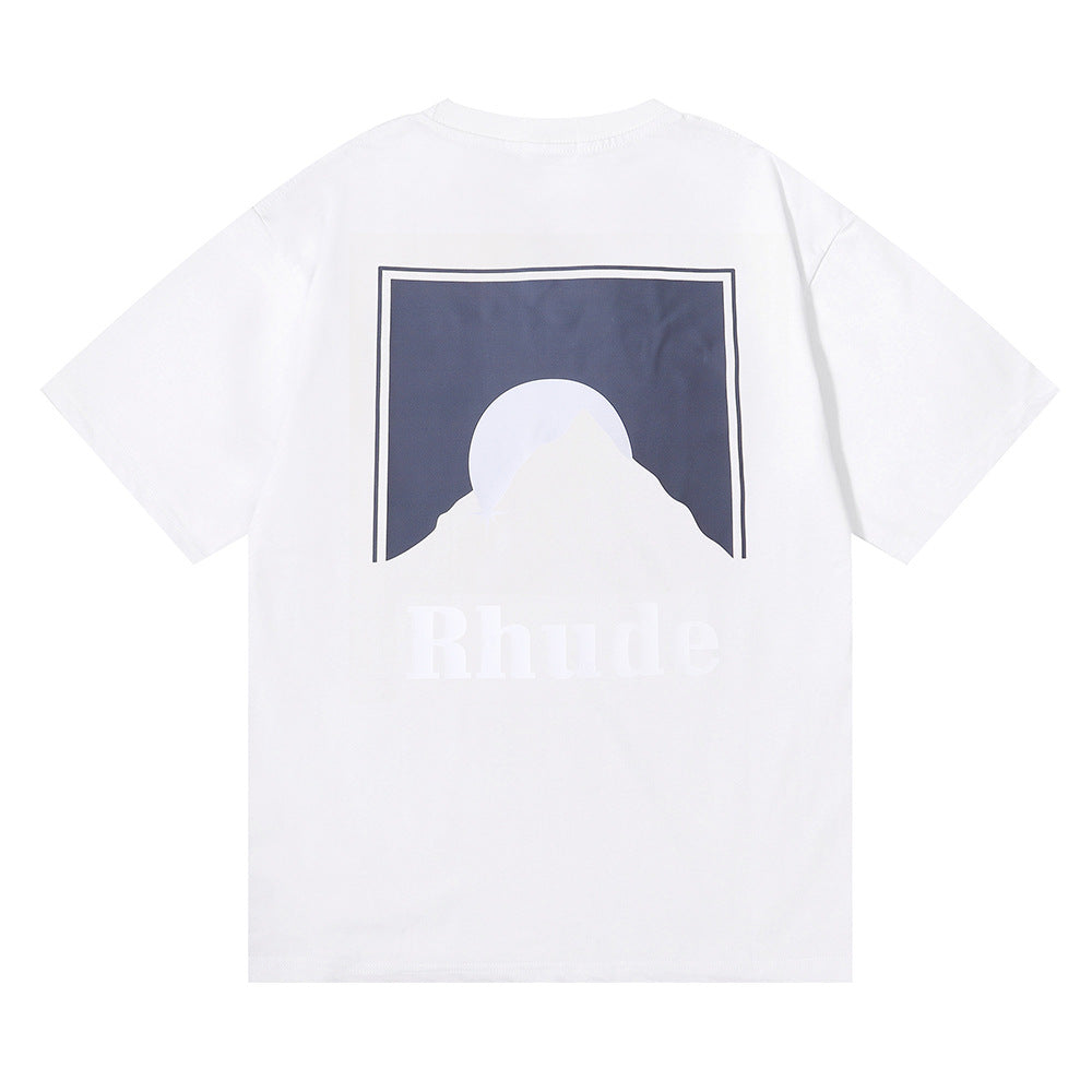 Rhude T Shirt Sunset Design Letter Print Short Sleeve T-Shirt