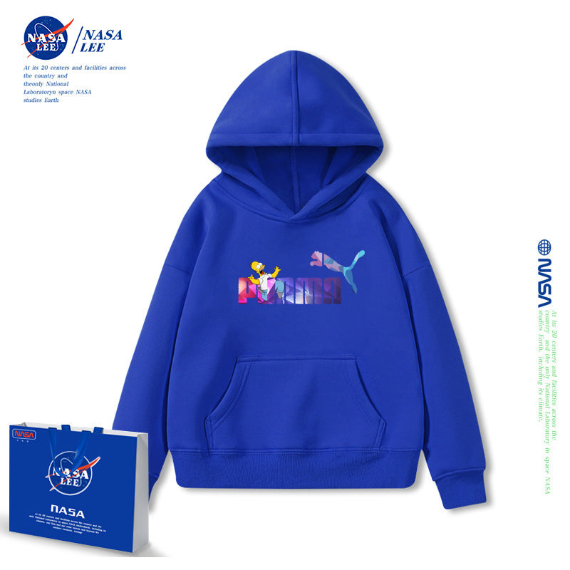 NASA Children Hoodie NASA Lee Joint Name Boys Hooded Sweatshirt Winter Thickening