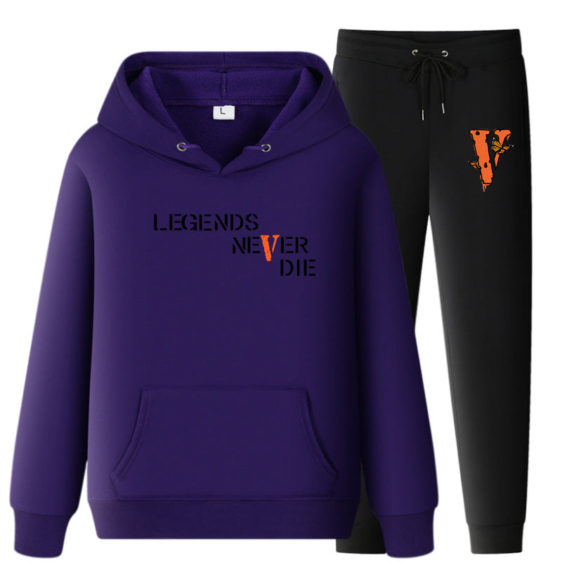 Vlone Hoodie & Pants 2 Piece Set Printing Sweatshirt And Sweatpants Fall Winter Hooded