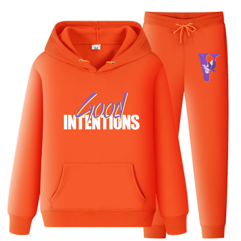 Vlone Hoodie & Pants 2 Piece Set Hooded Sweater Men And Women Loose