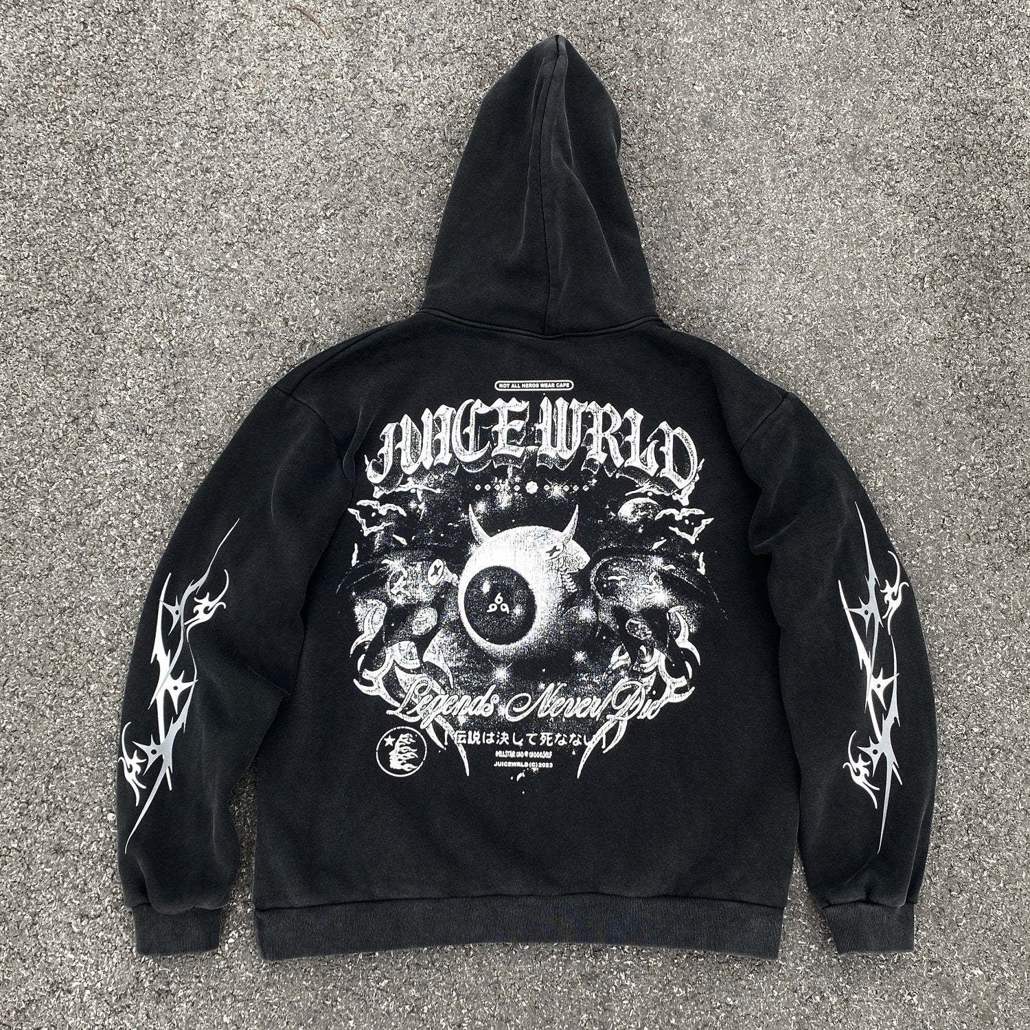 Hellstar Hoodie Vintage Distressed Heavy Velvet Padded Loose