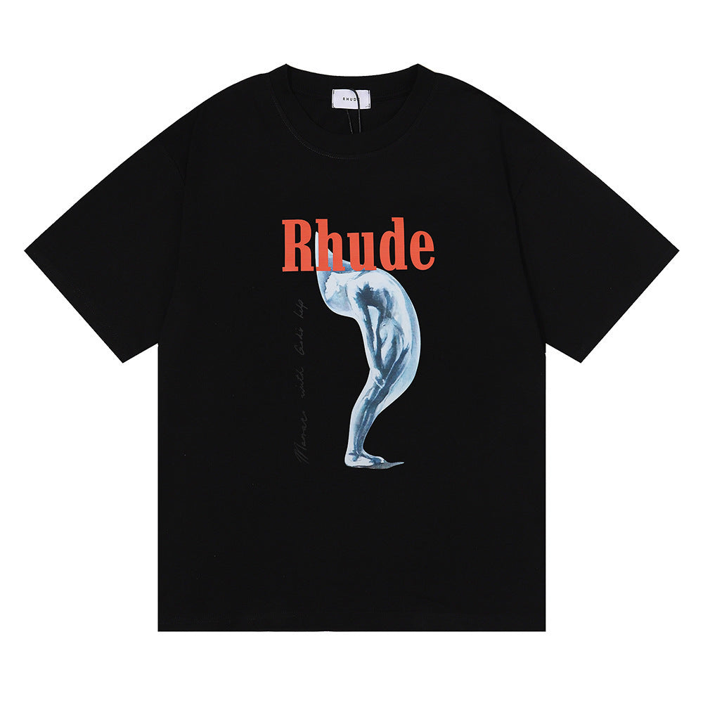 Rhude T Shirt Art Abstract Design Printed Short Sleeve T-Shirt