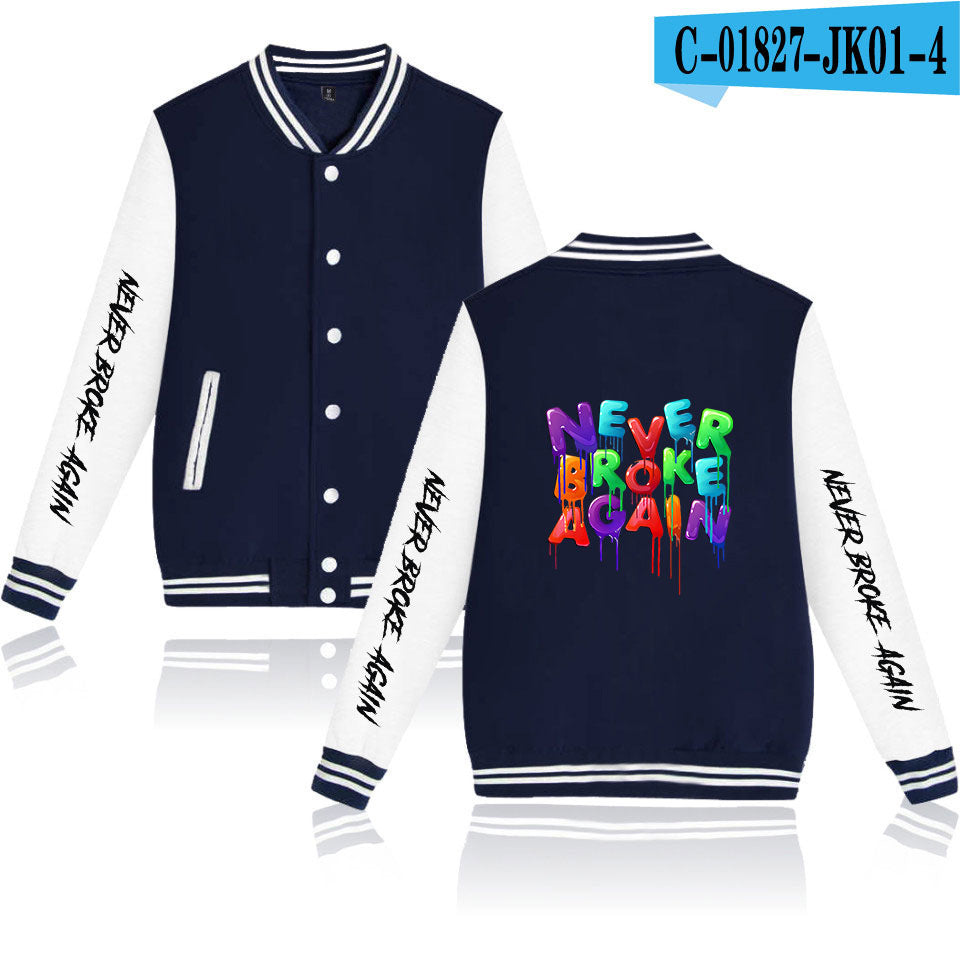 Never Broke Again Hoodie Casual Men'S And Women'S Long Sleeves Baseball Uniform