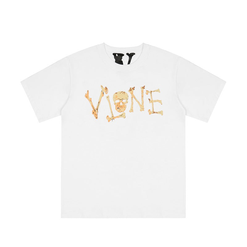 Asap Rocky T Shirts VLONE ASAP ROCKY Halloween Skull Bone Print Loose Short Sleeve T-Shirt