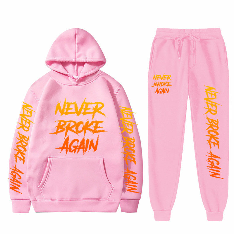 Never Broke Again Hoodie Casual Hooded Sweatshirt Casual Sports Pants