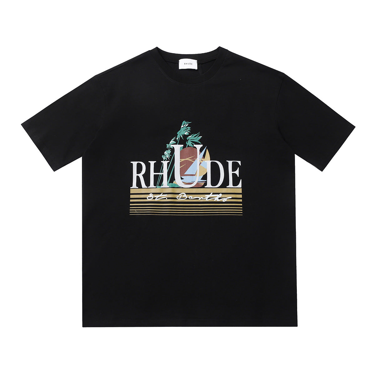 Rhude T Shirt Sailing Coconut Tree Print Short Sleeve T-Shirt