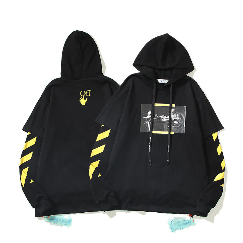 off White Hoodie Autumn Printed Loose Hooded Sweater Jacket