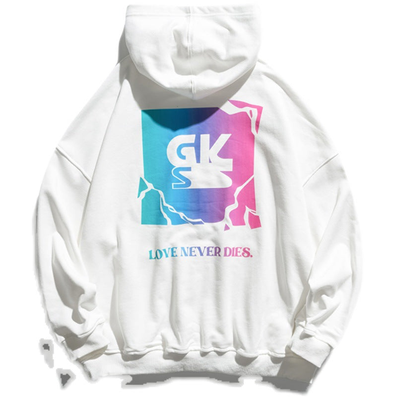 Man Fall Outfis Clothes Vintage Autumn Letters Printed Hoodie Men's Loose Casual Couple Bottoming Shirt