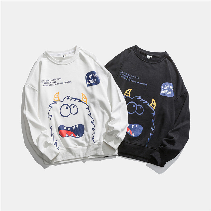 Man Fall Outfis Autumn Printed Casual Base Hoodie Couple Loose Casual Top