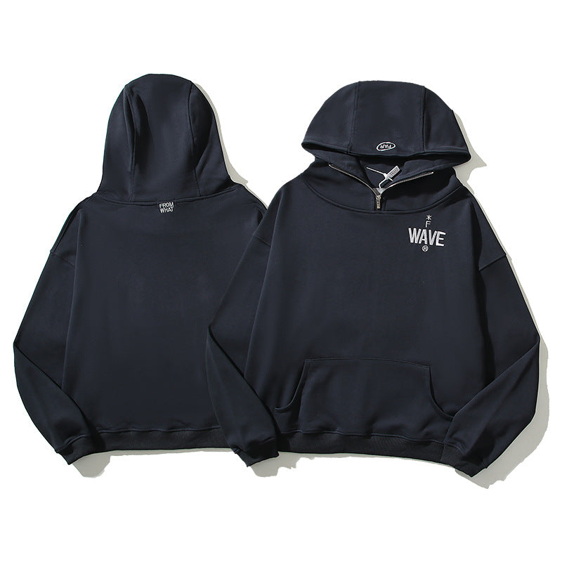 Kanye West Sunday Service Hoodie Letter Embroidered Half Loose Zip Hooded Sweater