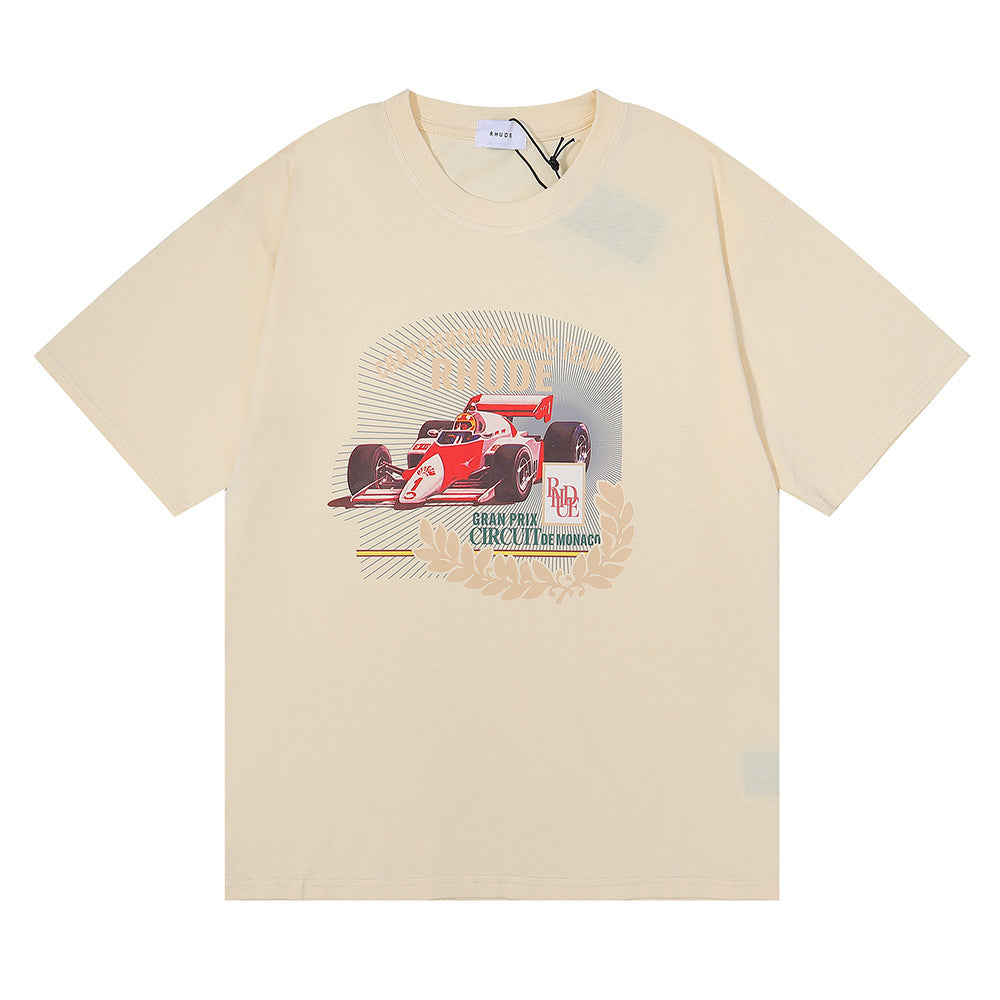 Rhude T Shirt Micro Label Letter F1 Racing Printed Short Sleeve T-Shirt Loose Half Sleeve Shirt