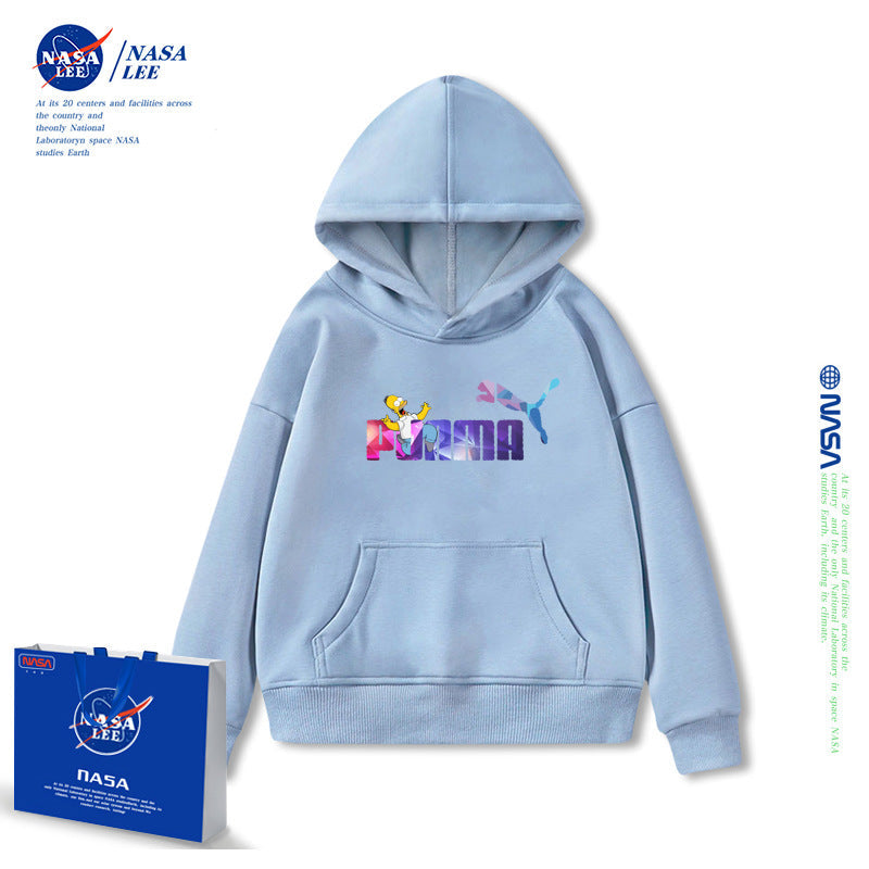 NASA Children Hoodie NASA Lee Joint Name Boys Hooded Sweatshirt Winter Thickening