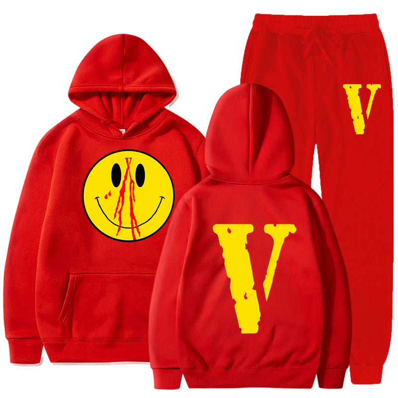 Vlone Hoodie & Pants 2 Piece Set Men'S Clothing Print Hoodie Sweater Men'S Loose