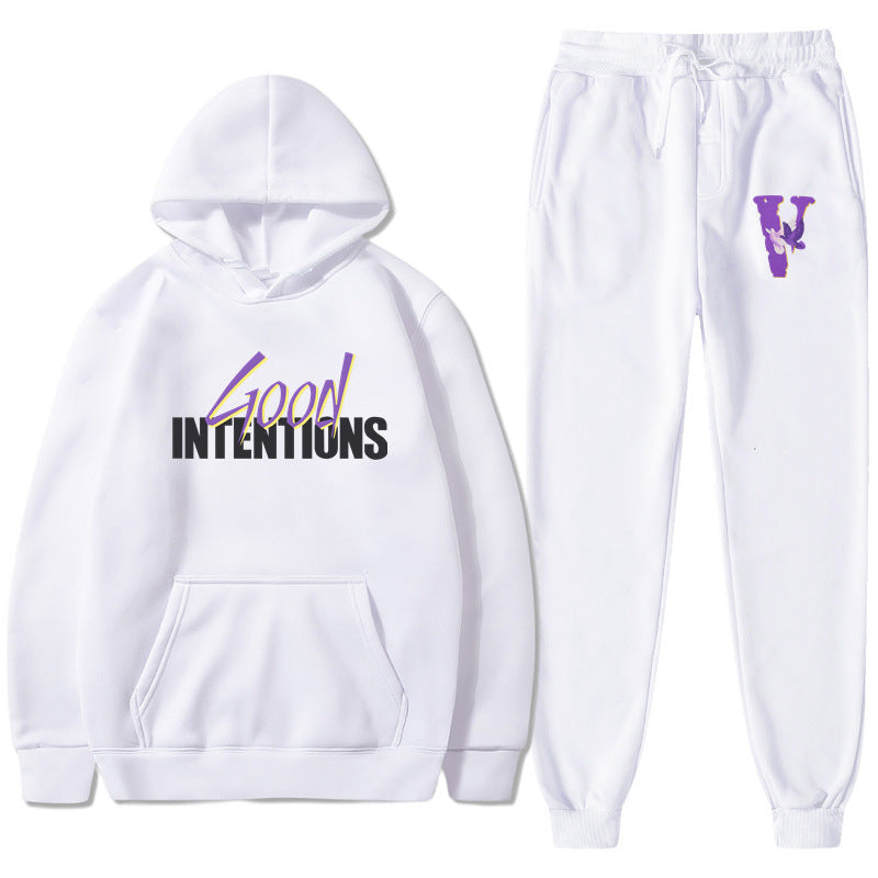 Vlone Hoodie & Pants 2 Piece Set Casual Loose Hoodie