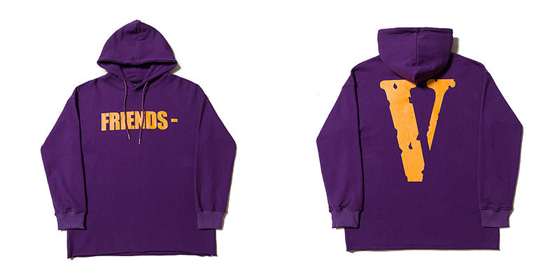 Vlone Hoodie Autumn And Winter Clothes Black And White Large V-Shaped Female Men And Women Couple Hooded Sweater