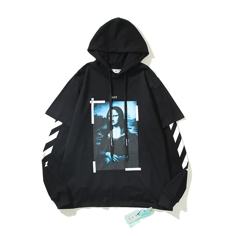 Off White Hoodie Autumn Printed Hooded Fake Two Pieces Sweater Loose Men 'S And Women 'S Coat