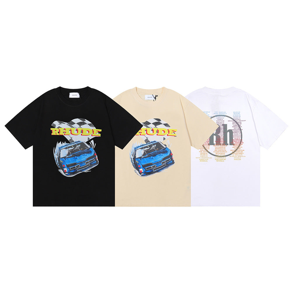 Rhude T Shirt Micro Label Alphabet Racing Print Short Sleeve T-Shirt