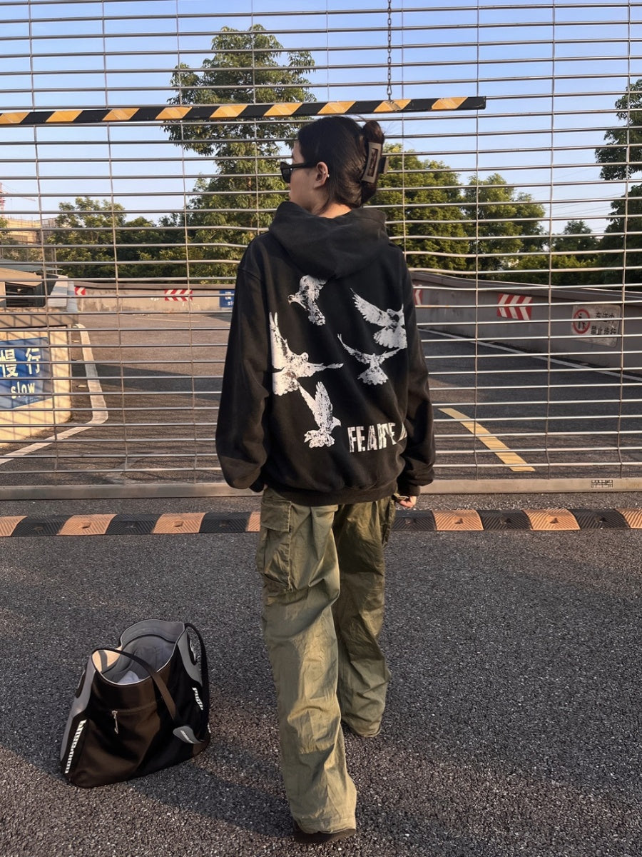 Kanye West Sunday Service Hoodie Fog Vintage Distressed Eagle Printed Hoodie