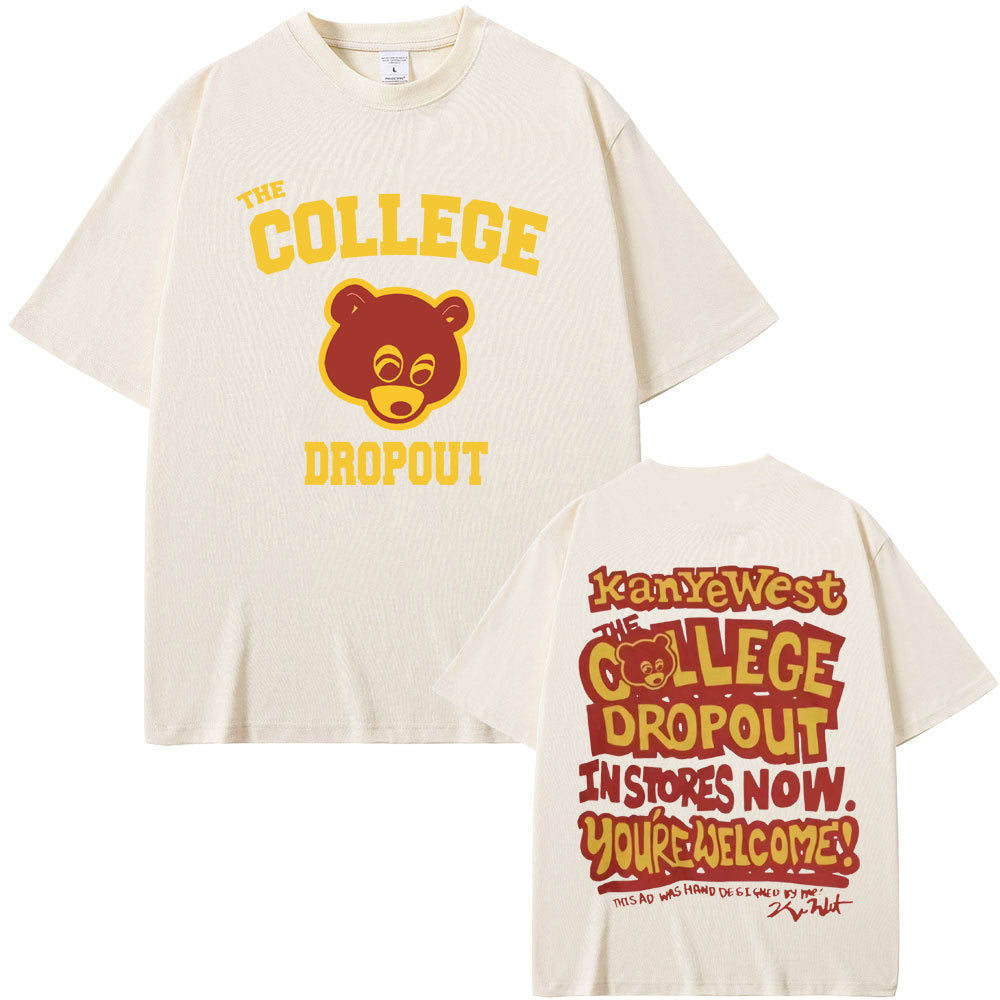 Rapper Kanye West Graduation Bear Double Sided Print T Shirt