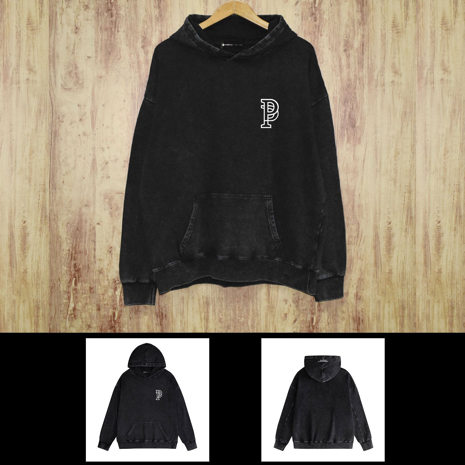 Purple Brand Distressed Hoodie Fashion Old Loose Hooded Sweater
