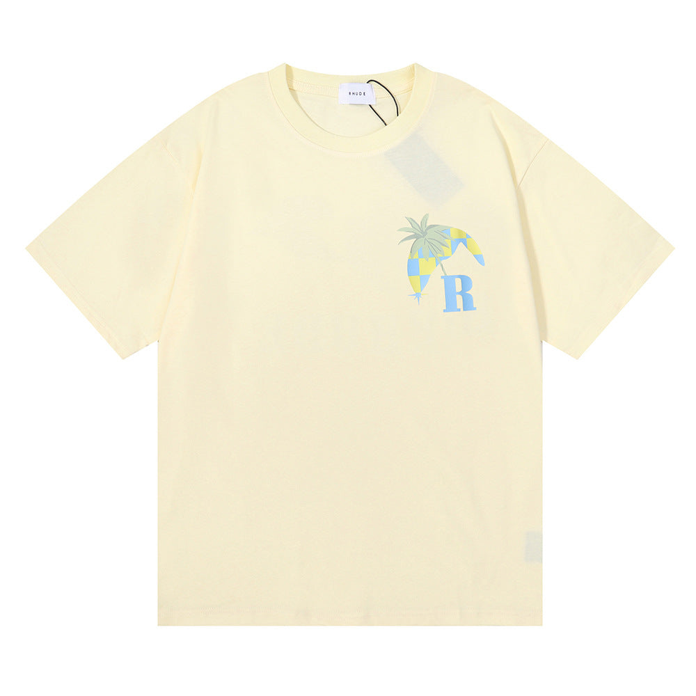 Rhude T Shirt Sunset Coconut Racing Printed Short Sleeve T-Shirt