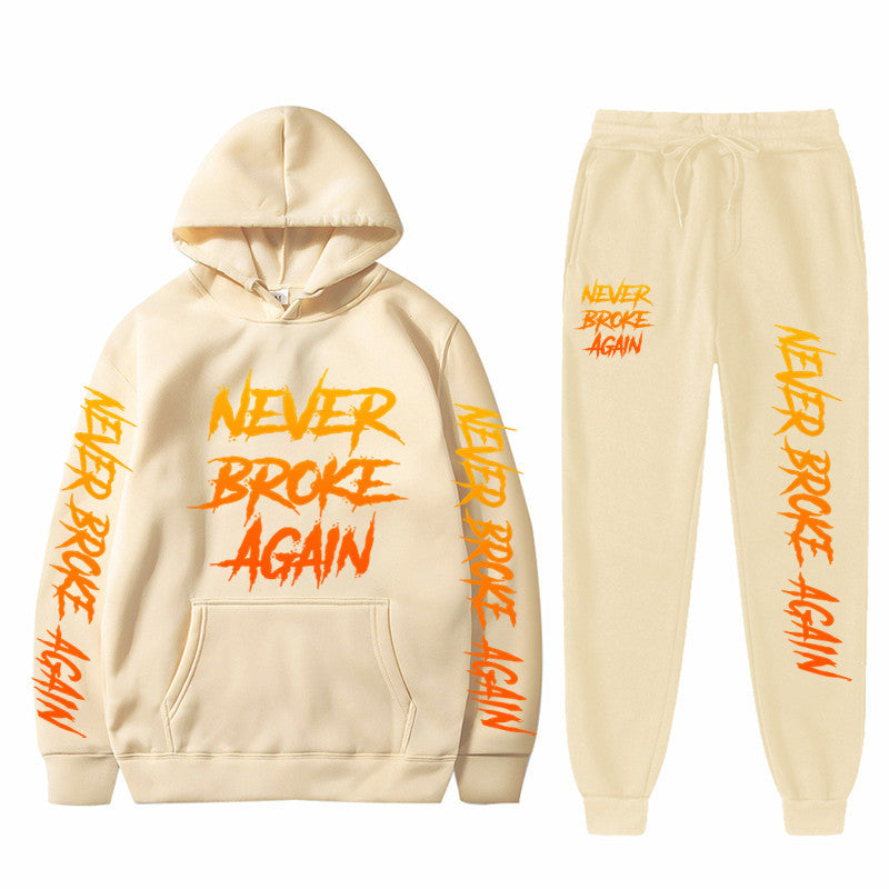 Never Broke Again Hoodie Casual Hooded Sweatshirt Casual Sports Pants