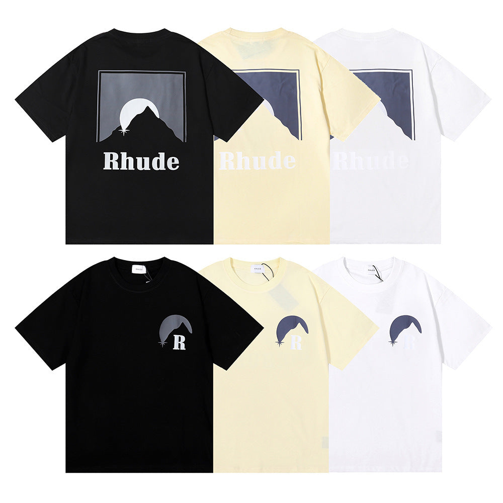 Rhude T Shirt Sunset Design Letter Print Short Sleeve T-Shirt