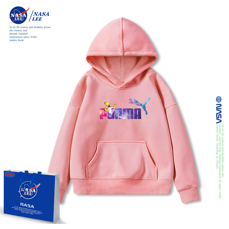 NASA Children Hoodie NASA Lee Joint Name Boys Hooded Sweatshirt Winter Thickening
