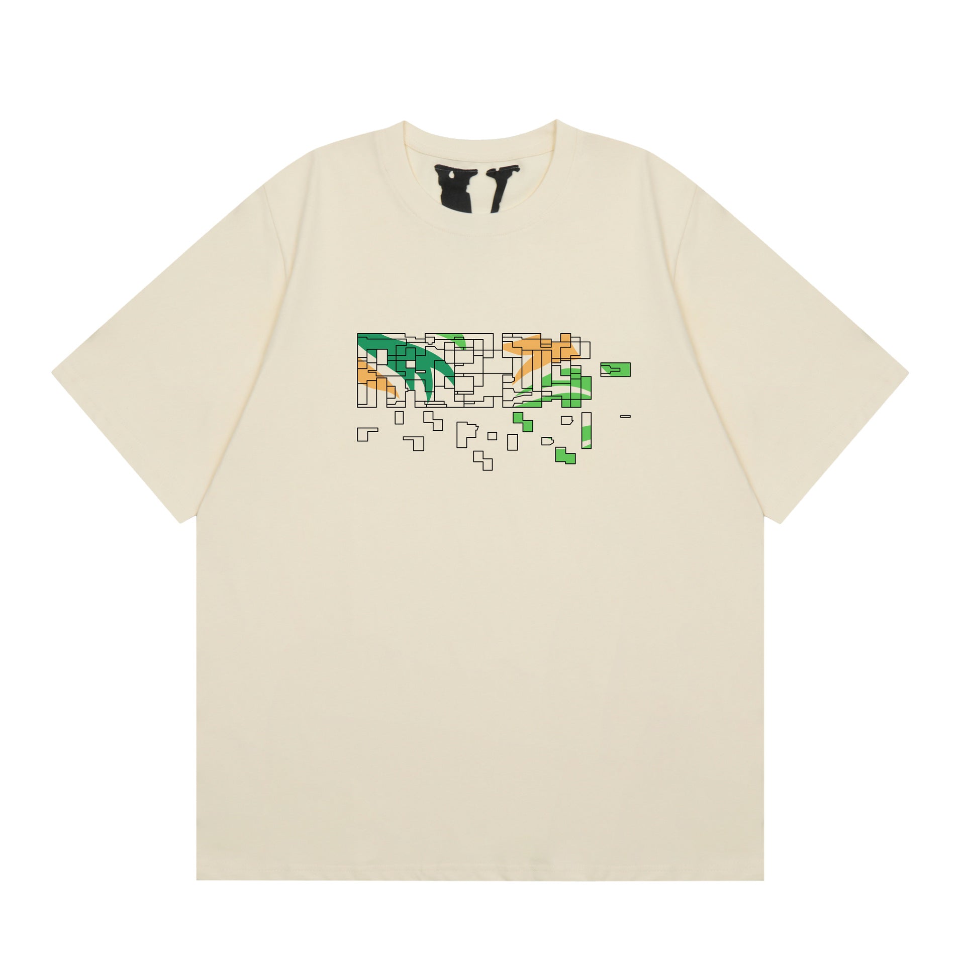 Vlone T Shirt Spring Summer Leaf Big V Pattern Crew Neck