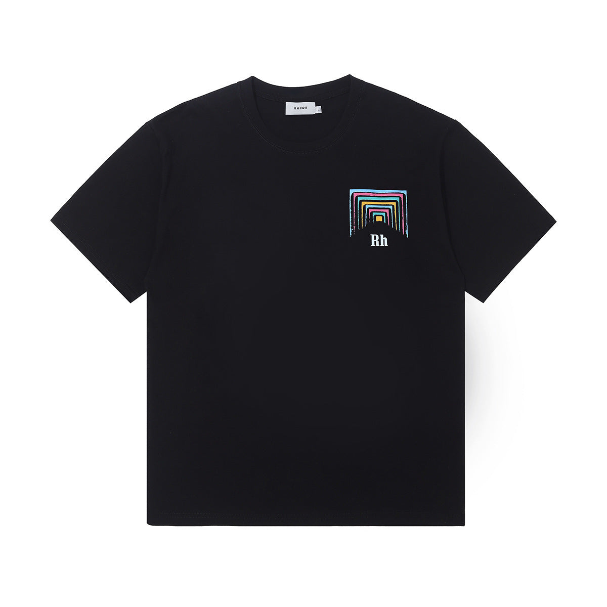 Rhude T Shirt Rainbow Square Circle Printed Short Sleeve T-Shirt