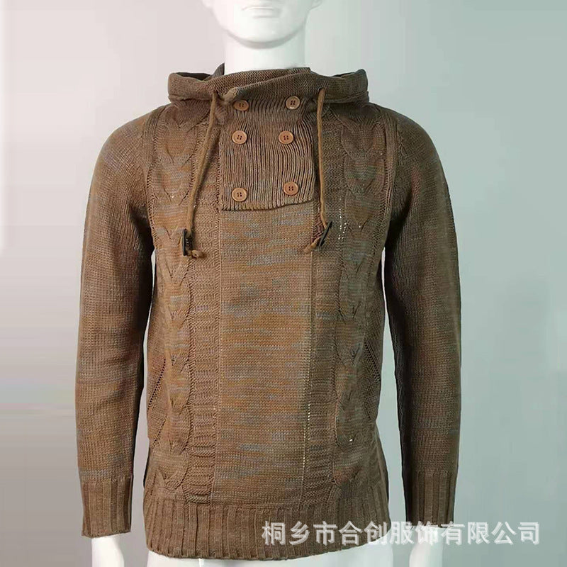 Baja Hoodie Knitted Coat Spring plus Size Turtleneck Hooded