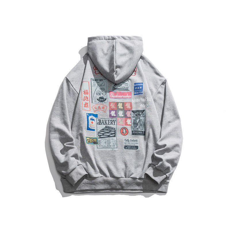 Men's Graphic Hoodies Men's Printed Sweater Men's Street Hip-Hop Loose Top