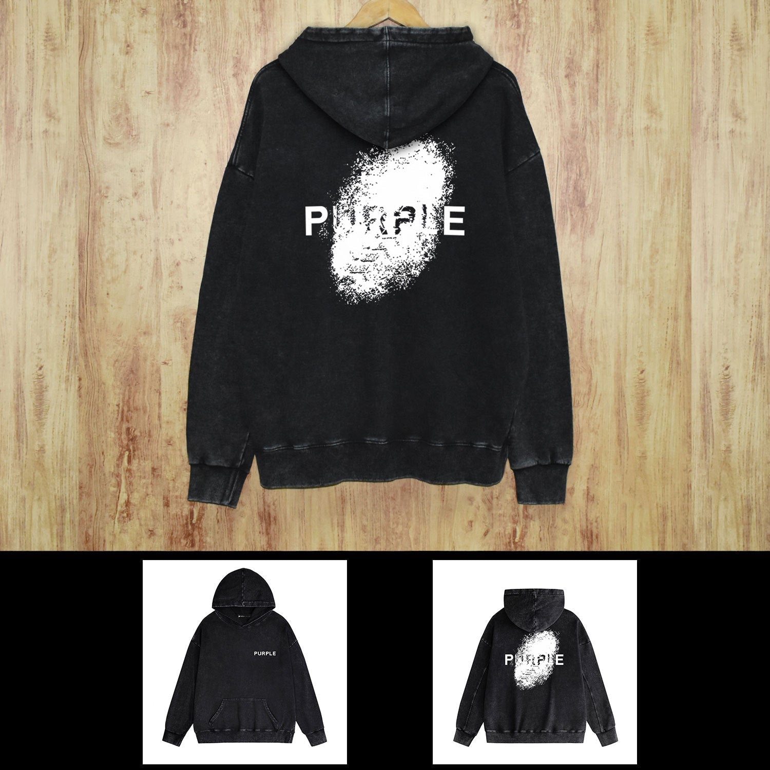 Purple Brand Distressed Hoodie Fashion Old Loose Hooded Sweater