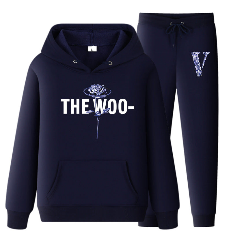 Vlone Hoodie & Pants 2 Piece Set V Printing Stylish Casual Hooded