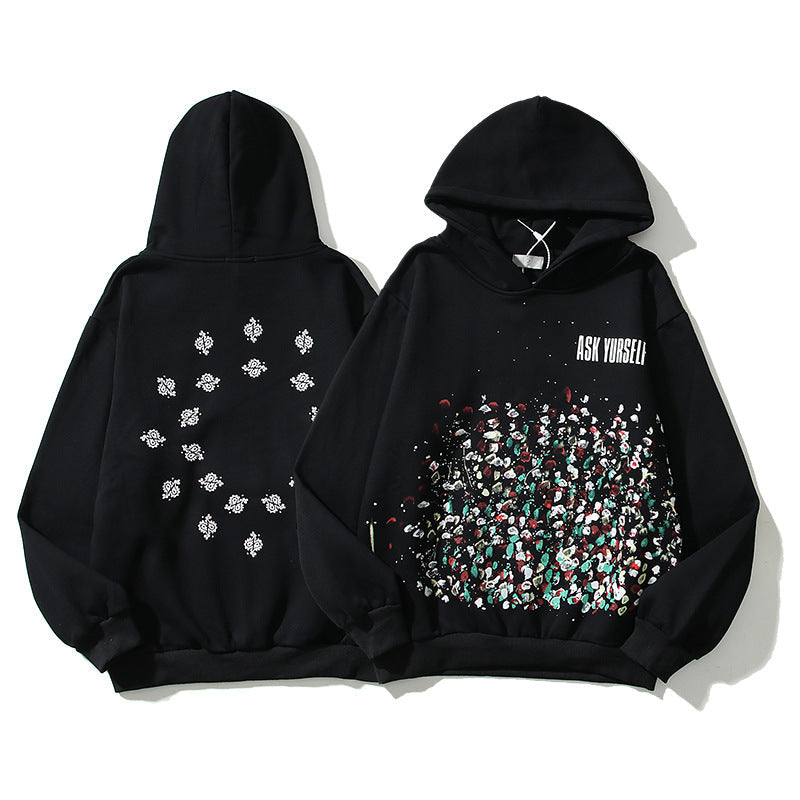 Kanye West Sunday Service Hoodie Splash-Ink Fireworks Print Loose Hooded Sweater