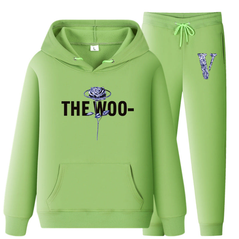 Vlone Hoodie & Pants 2 Piece Set V Printing Stylish Casual Hooded