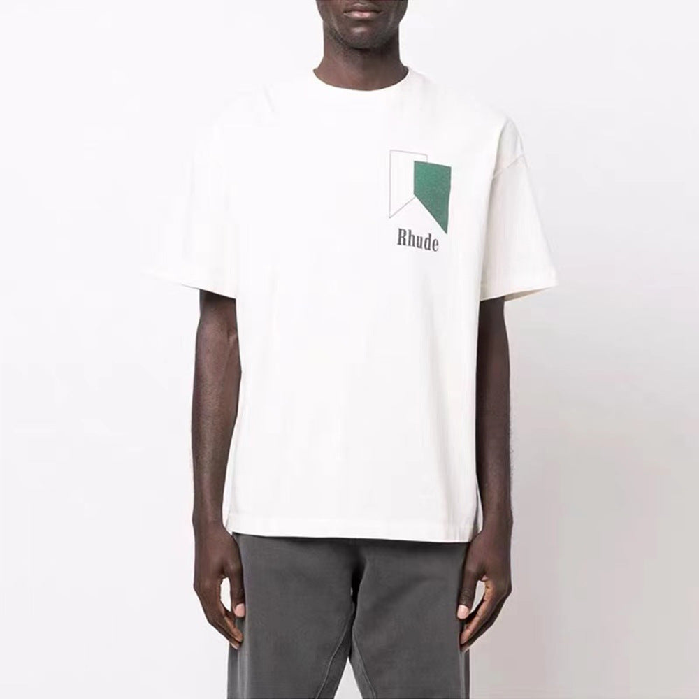 Rhude T Shirt Micro Standard Geometric Square Color Matching Printed Short Sleeve T-Shirt