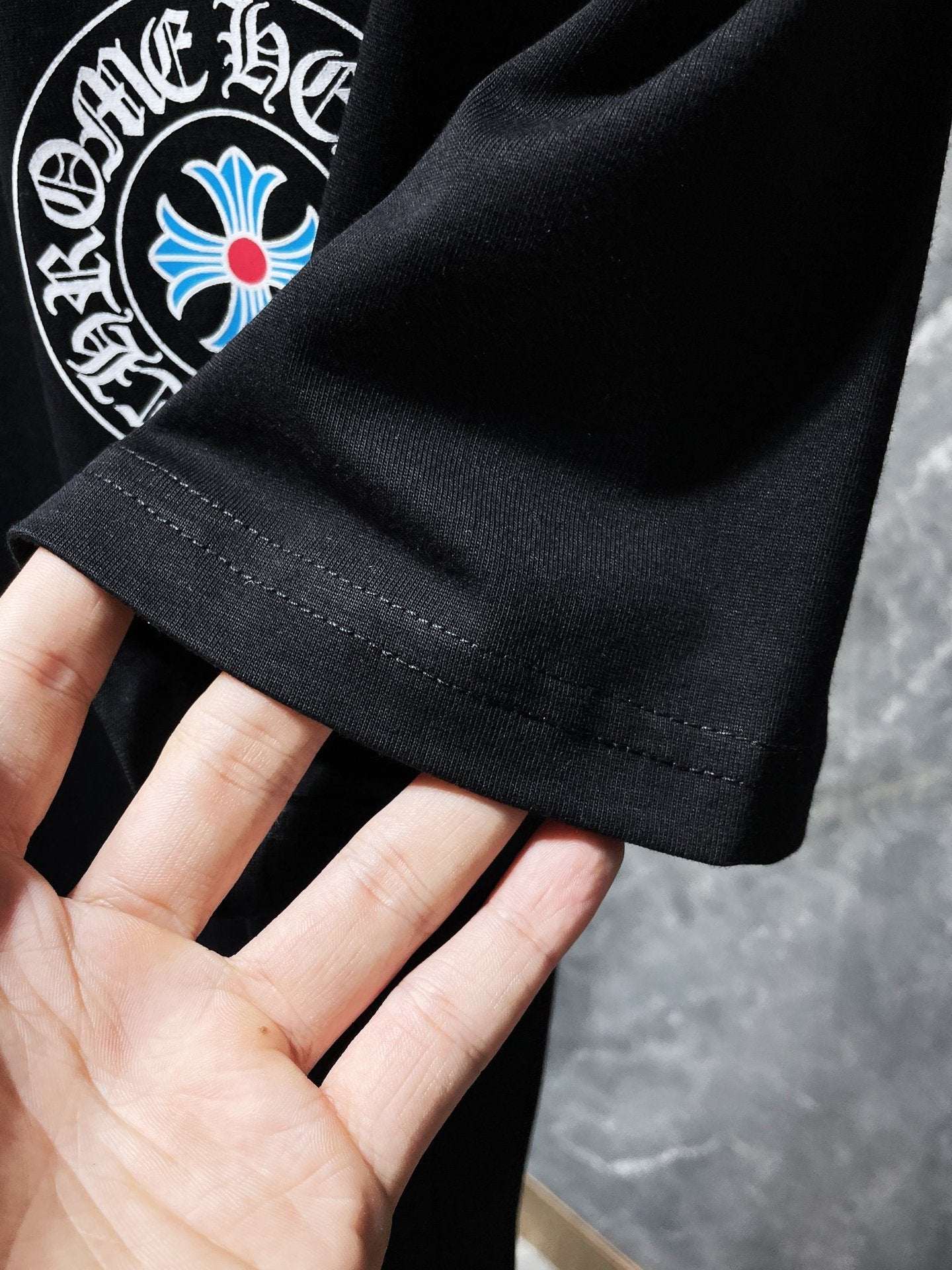 CHH Chrome Hearts T Shirts Classic Big Horseshoe Colored Cross Sanskrit Short Sleeve