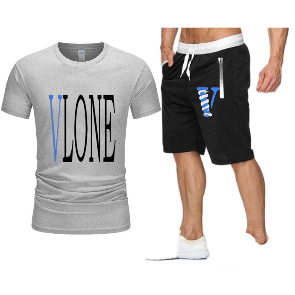 Vlone T Shirts & Shorts 2 Piece Set Letter Printing Summer Menswear Casual
