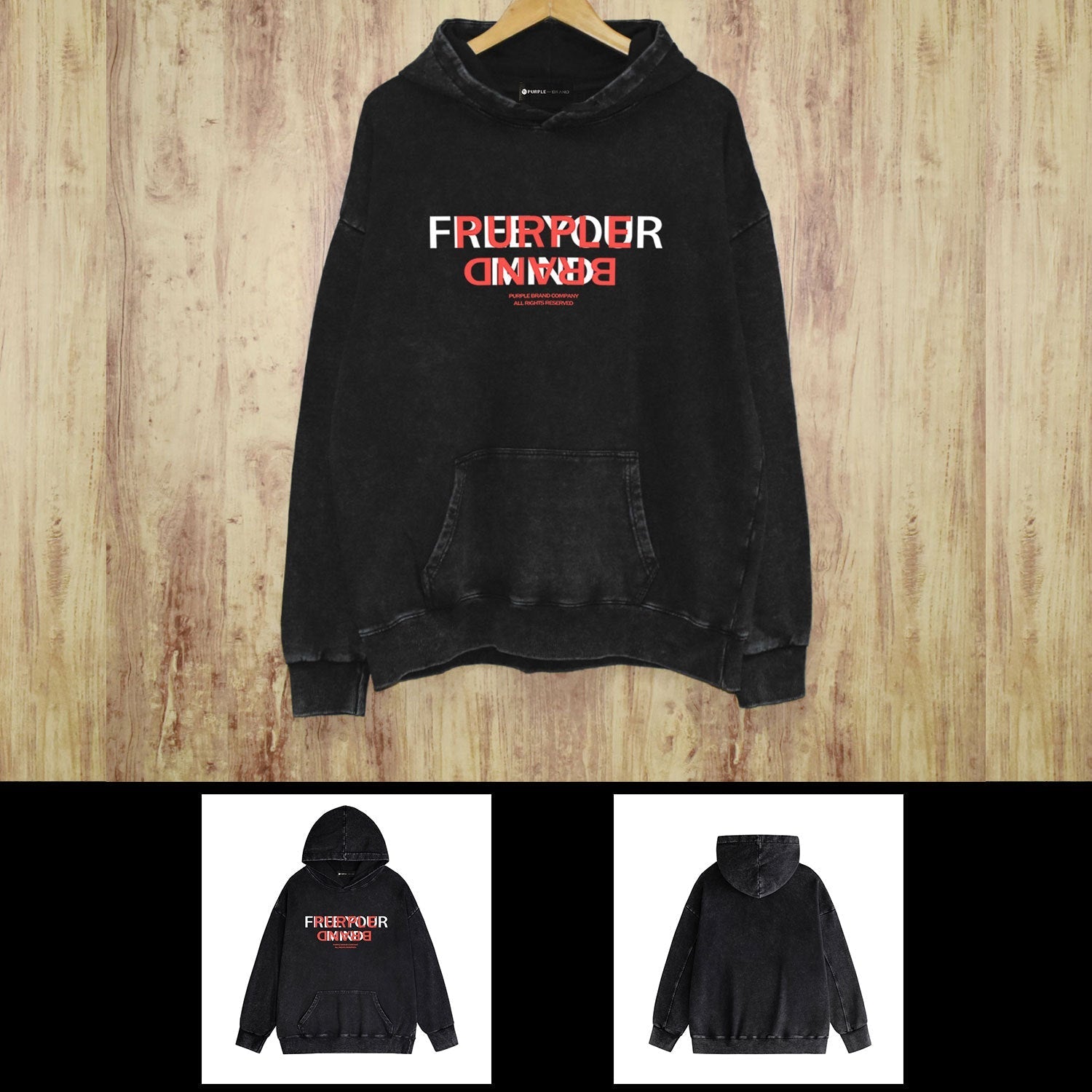 Purple Brand Distressed Hoodie Fashion Old Loose Hooded Sweater