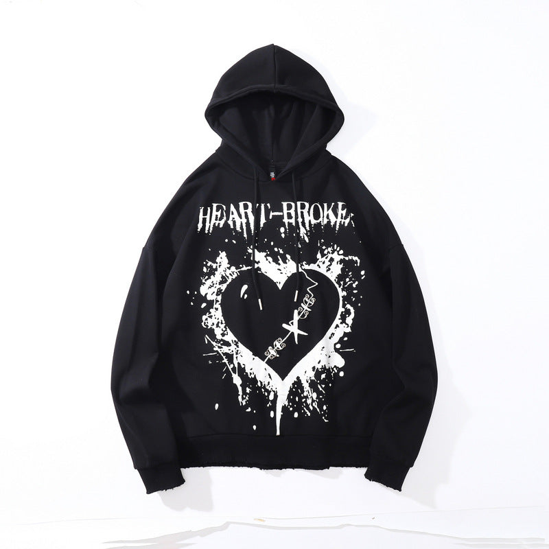 Man Fall Outfits Printed Hoodie Loose Couple's Tops