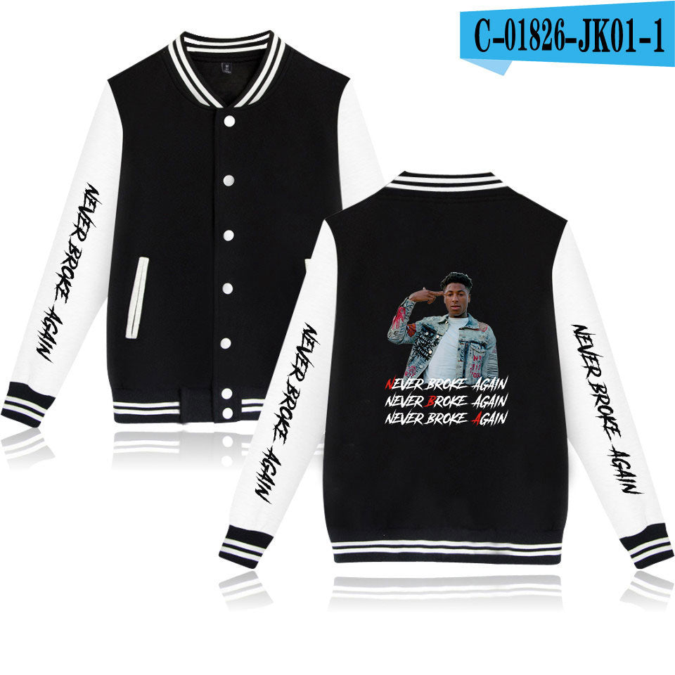 Never Broke Again Hoodie Casual Men'S And Women'S Long Sleeves Baseball Uniform