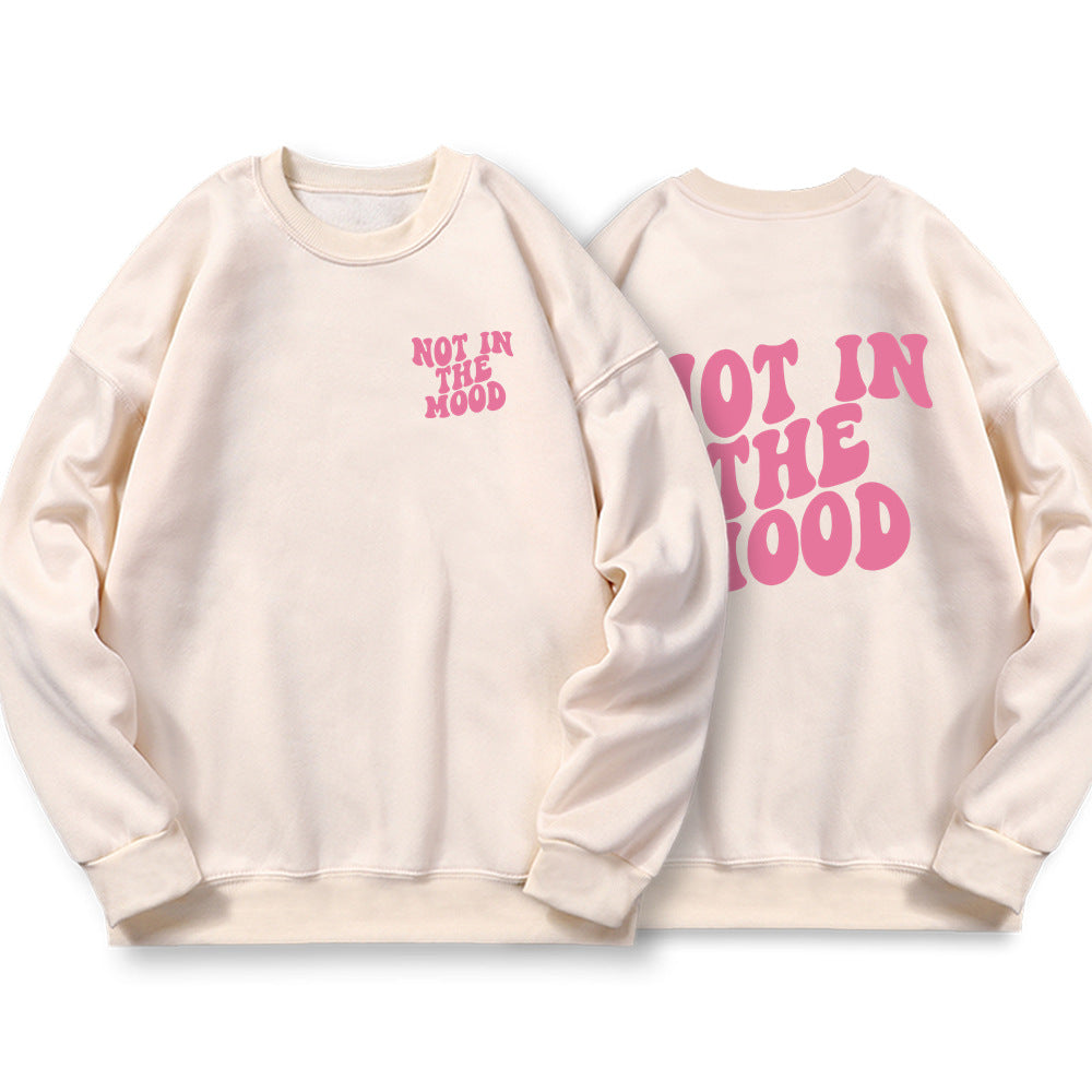 Not In The Mood Printed Hoodie Men Harajuku Warm Fleece