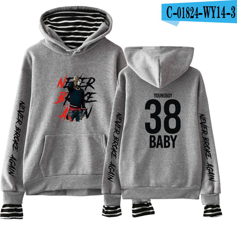Never Broke Again Hoodie All-Match False Two-Piece Sweaters