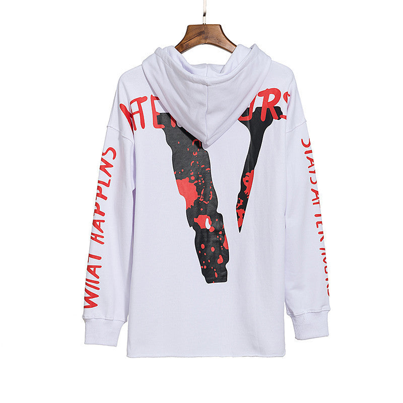 Vlone Hoodie Big V Hooded Loose Hip Hop Street Couple Sweater Men And Women