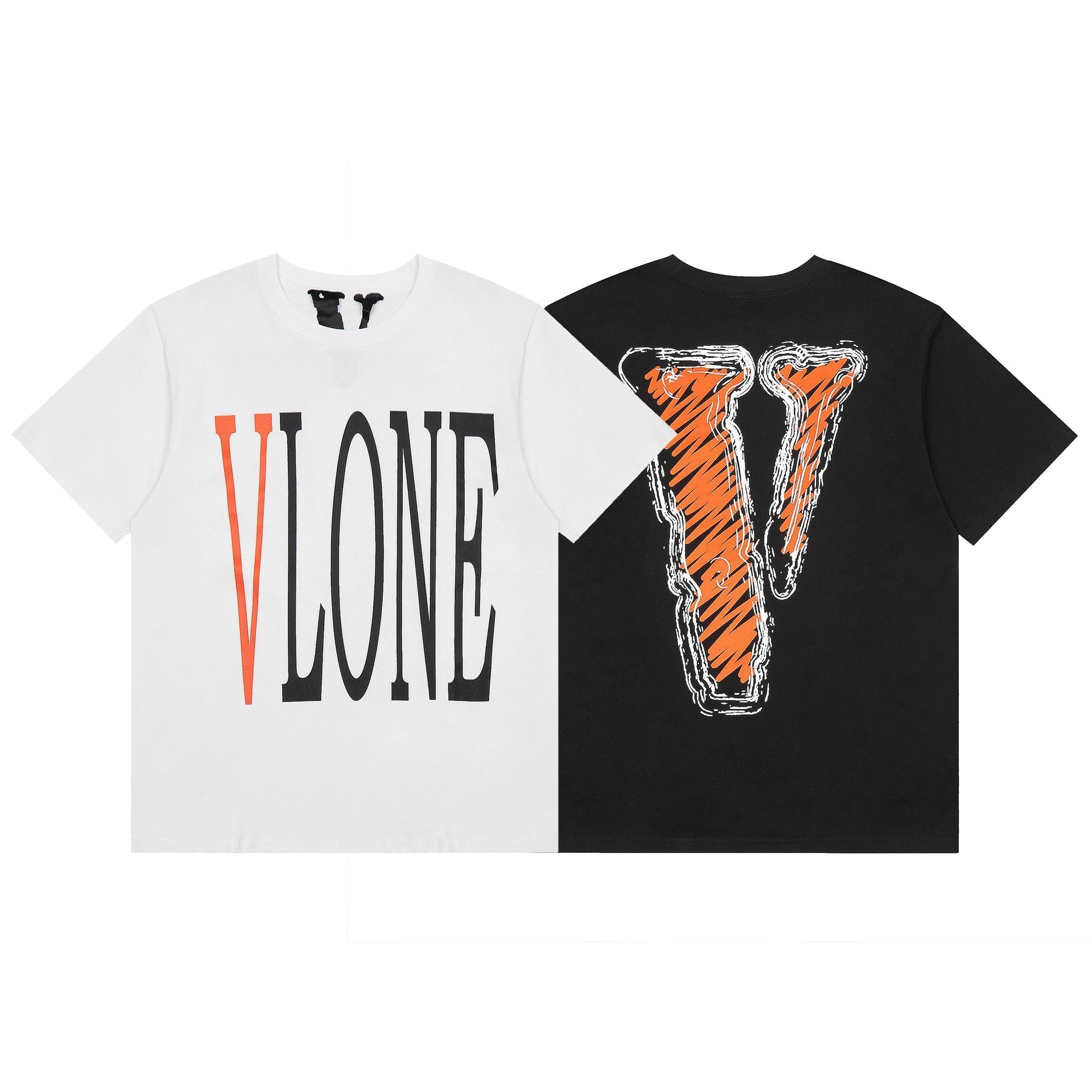 Vlone T Shirt Spring and Summer Big V Letter Crew Neck
