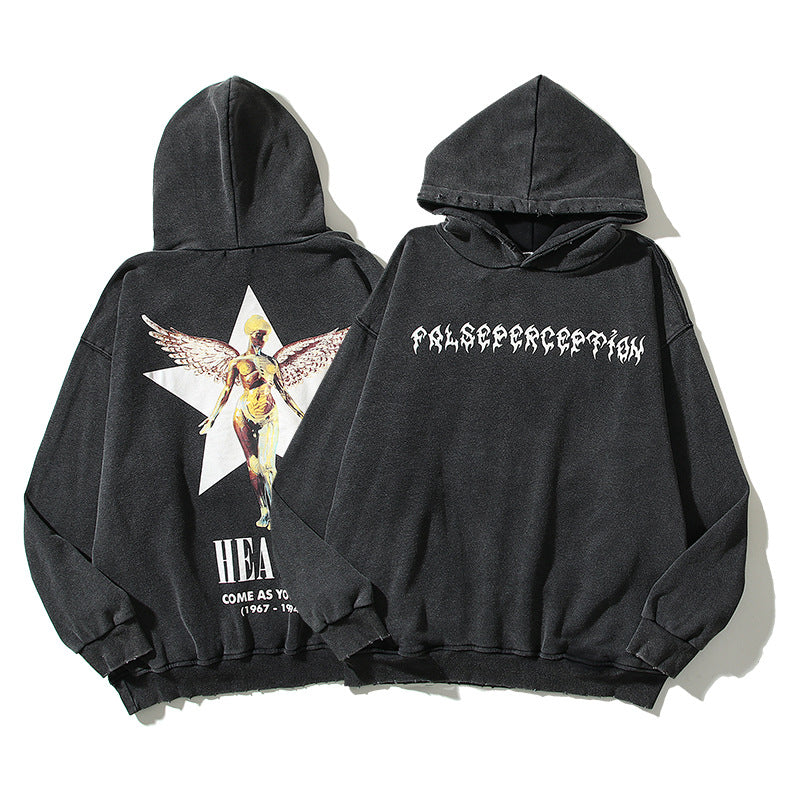 Nirvana Hoodie Angel Distressed Cut-Out Hooded Sweater For Men And Women
